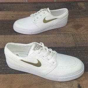 nike sb janoski white sail & golden beige canvas skate shoes